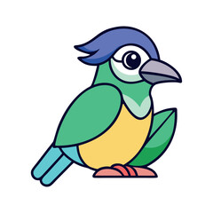 Unique songbird perched colorful avian icon