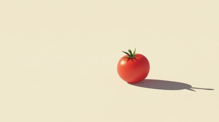 Fresh Red Tomato on Light Background with Cast Shadow