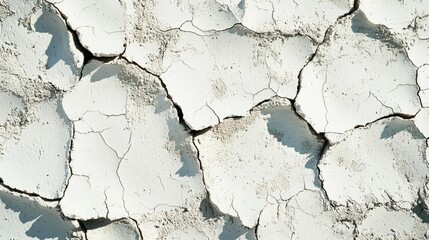 Obraz premium Cracked Surface of Dried White Soil with Textured Patterns and Lines