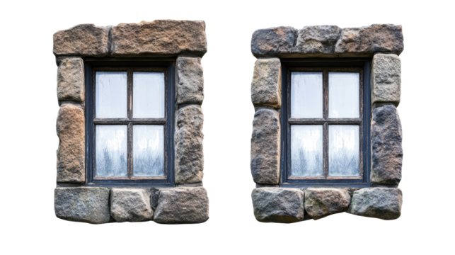 Vintage Rectangular Stone Window Frames Isolated Generative AI