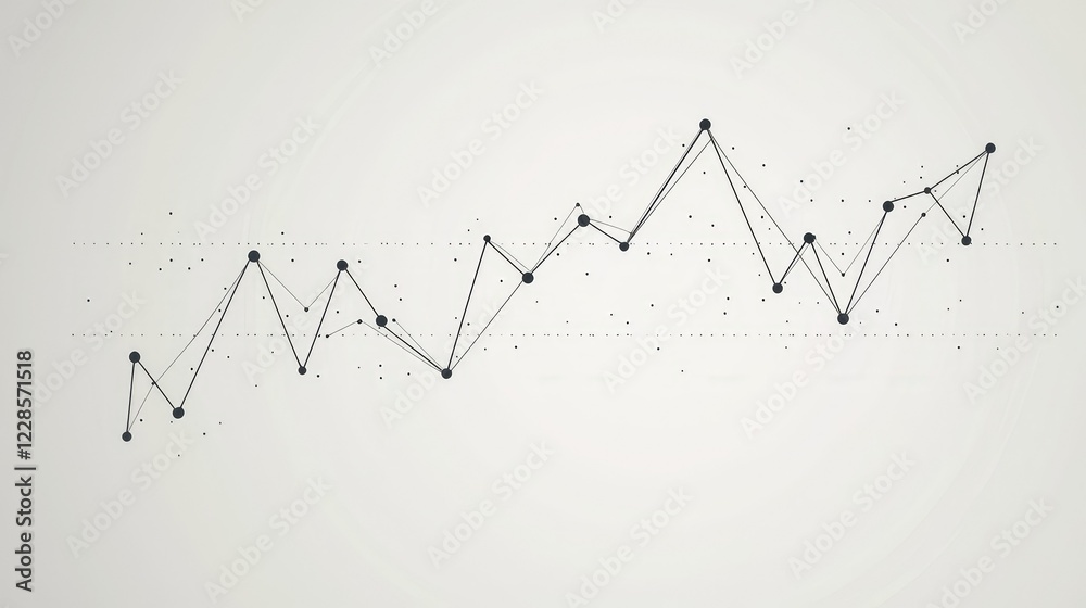 Poster abstract data visualization with line graph and dots on light background