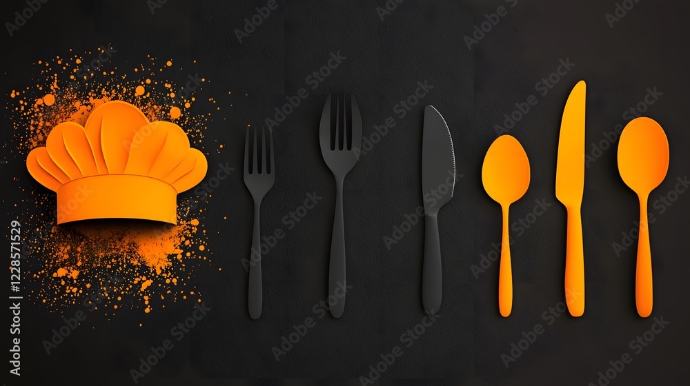 Aufkleber minimalist catering icon set featuring a collection of abstract symbols including a fork spoon knife