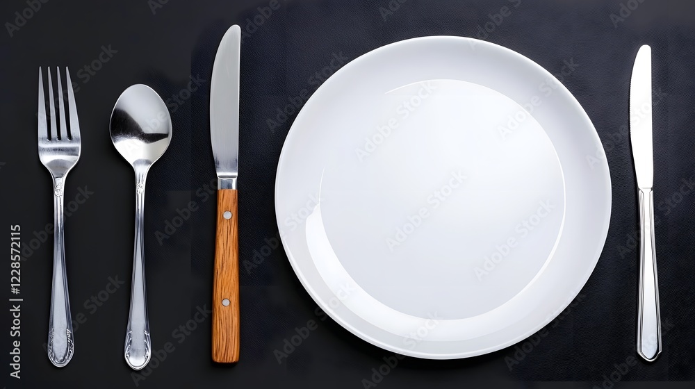 Aufkleber minimalist catering icons featuring a plate fork and spoon displayed in a sleek contemporary style p