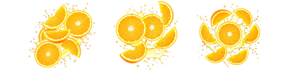 Fresh Orange Slice Explosion – Transparent Background PNG
