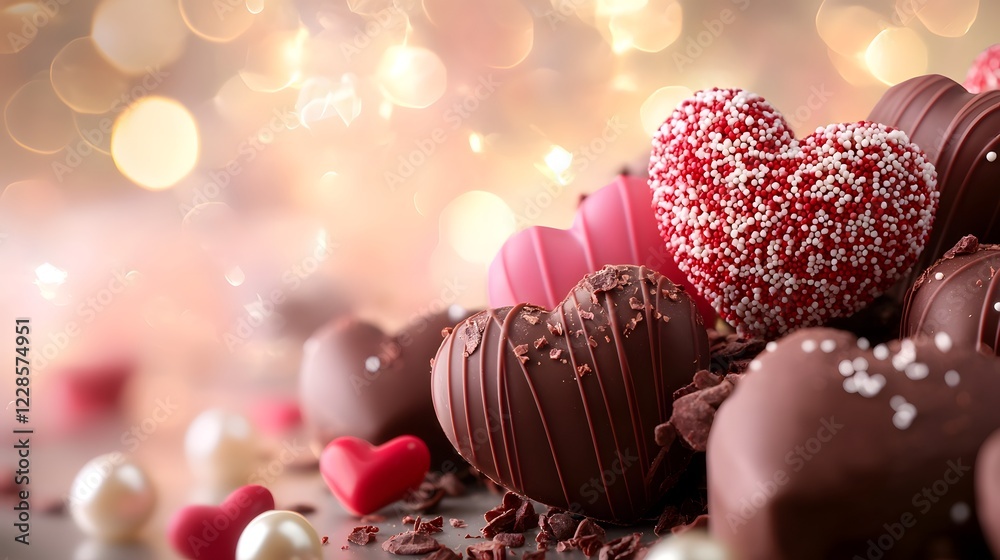 Poster exquisite assortment of premium handmade heart shaped chocolates truffles and pralines adorned with 