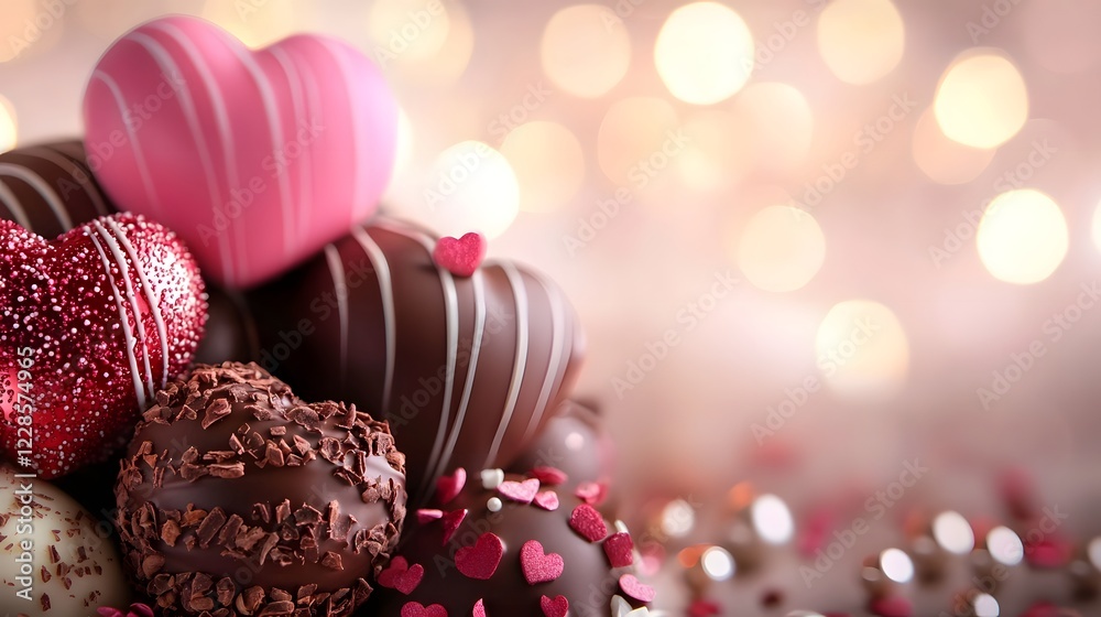 Aufkleber delectable assortment of premium valentine s chocolate pralines truffles and artisan heart shaped sw