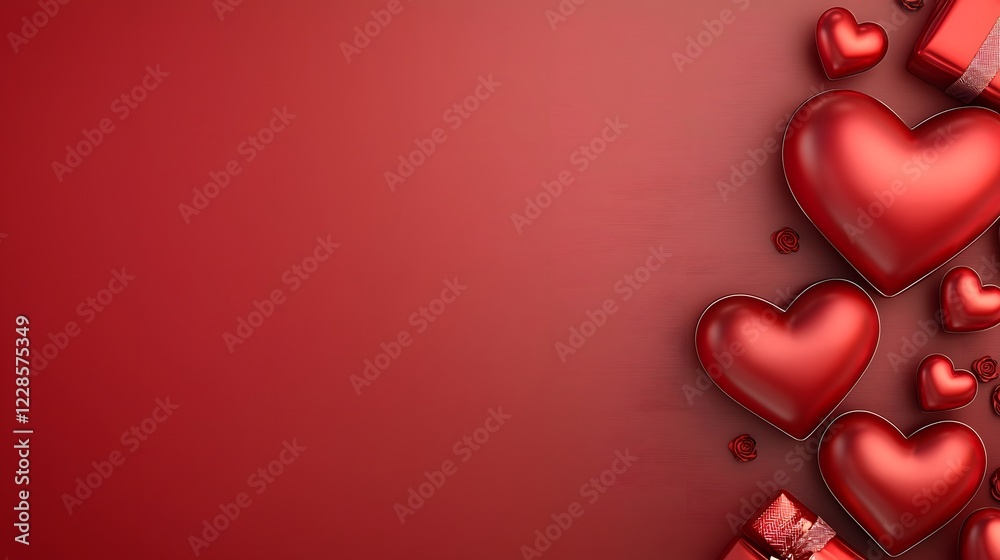Aufkleber a charming and modern valentine s day composition with a deep red background showcasing heart design
