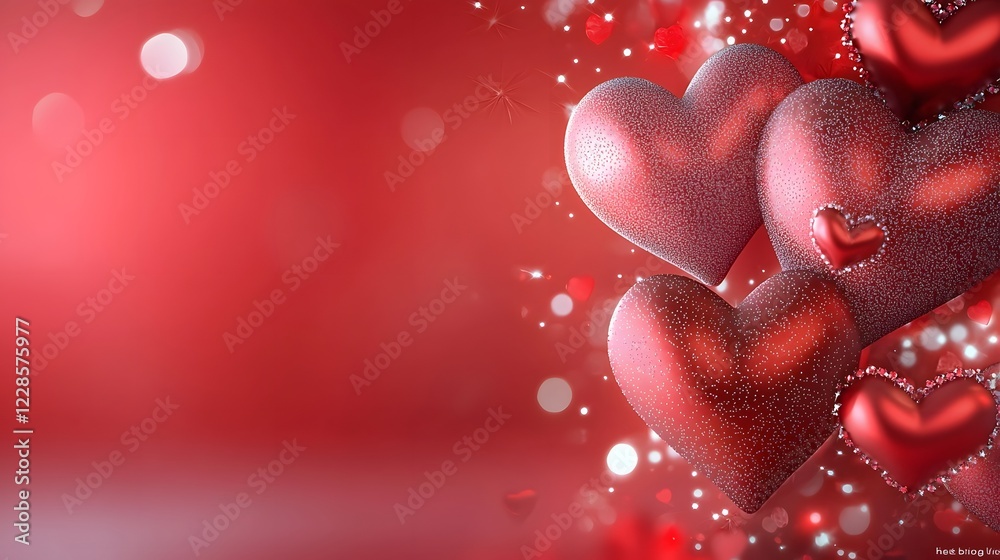 Poster elegant minimalist valentine s day background with a bold flowing pattern of vibrant red hearts agai