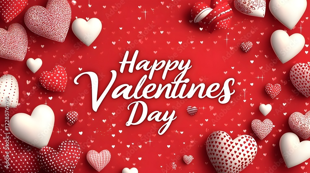 Aufkleber elegant red valentine s day greeting card design with happy valentine s day text in an ornate white 