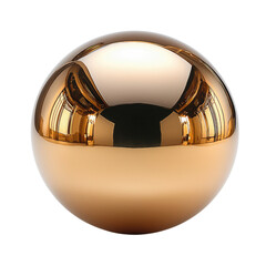 A shiny, metallic golden sphere reflecting light and surroundings.
