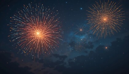 Fototapeta premium Festive Fireworks Exploding In Night Sky Display