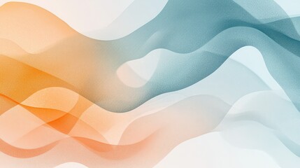 Abstract Waves in Orange and Blue Tones on Light Background