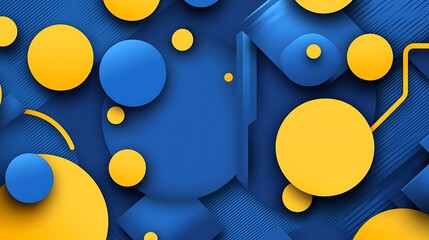 Abstract Blue and Yellow Circle Pattern Design