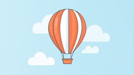 Obraz premium Colorful Hot Air Balloon Flying Against Bright Blue Sky Background