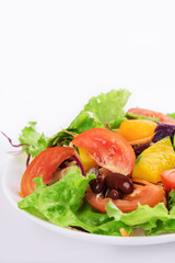 Plate of salad mix fresh of vegetable on white background.