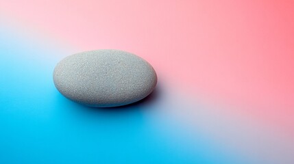 Grey Stone on a Pastel Pink and Blue Background