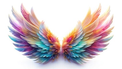 Obraz premium Stunning Angel Wings Isolated on White Background, Transparent PNG for Creative Projects and Digital Art, Ethereal and Mystical Wing Designs Perfect for Fantasy Themes and Illustrations