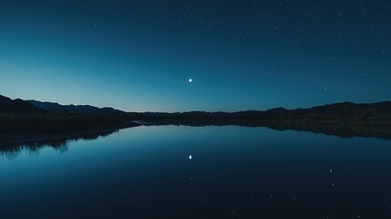 Tranquil Night Sky Reflected Over Still Water at Dusk