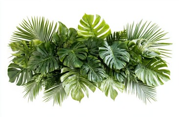 Tropical leaf garland, white background, wedding decor