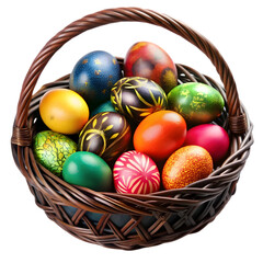 pang set easter eggs in a black basket