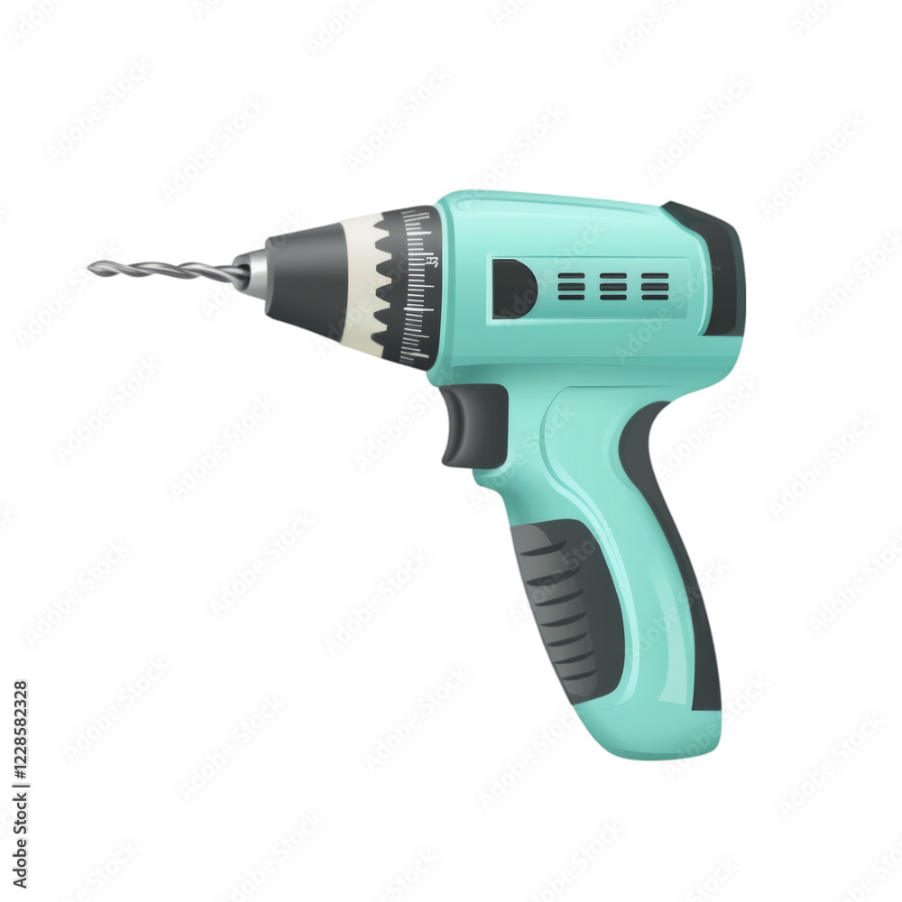 Poster electric screwdriver isolated on white background, minimal vector style, soft colors, smooth and sim