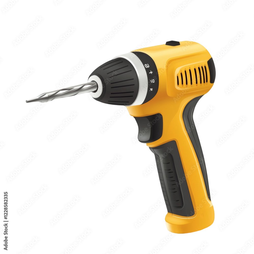 Poster electric screwdriver isolated on white background, minimal vector style, soft colors, smooth and sim