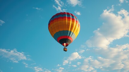 Fototapeta premium Colorful Hot Air Balloon Floating in a Bright Blue Sky