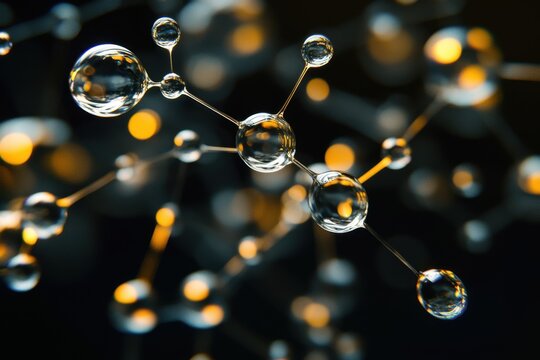Knowledge transfer portrayed through connecting water drops with backlight setup composition and macro detail