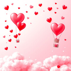 Romantic Heart Balloons Background