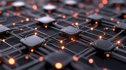 Obraz premium Network nodes glowing, data transfer, abstract background, tech illustration