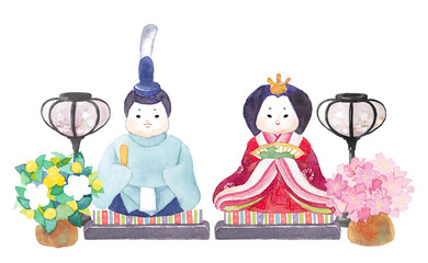 水彩のお雛様
