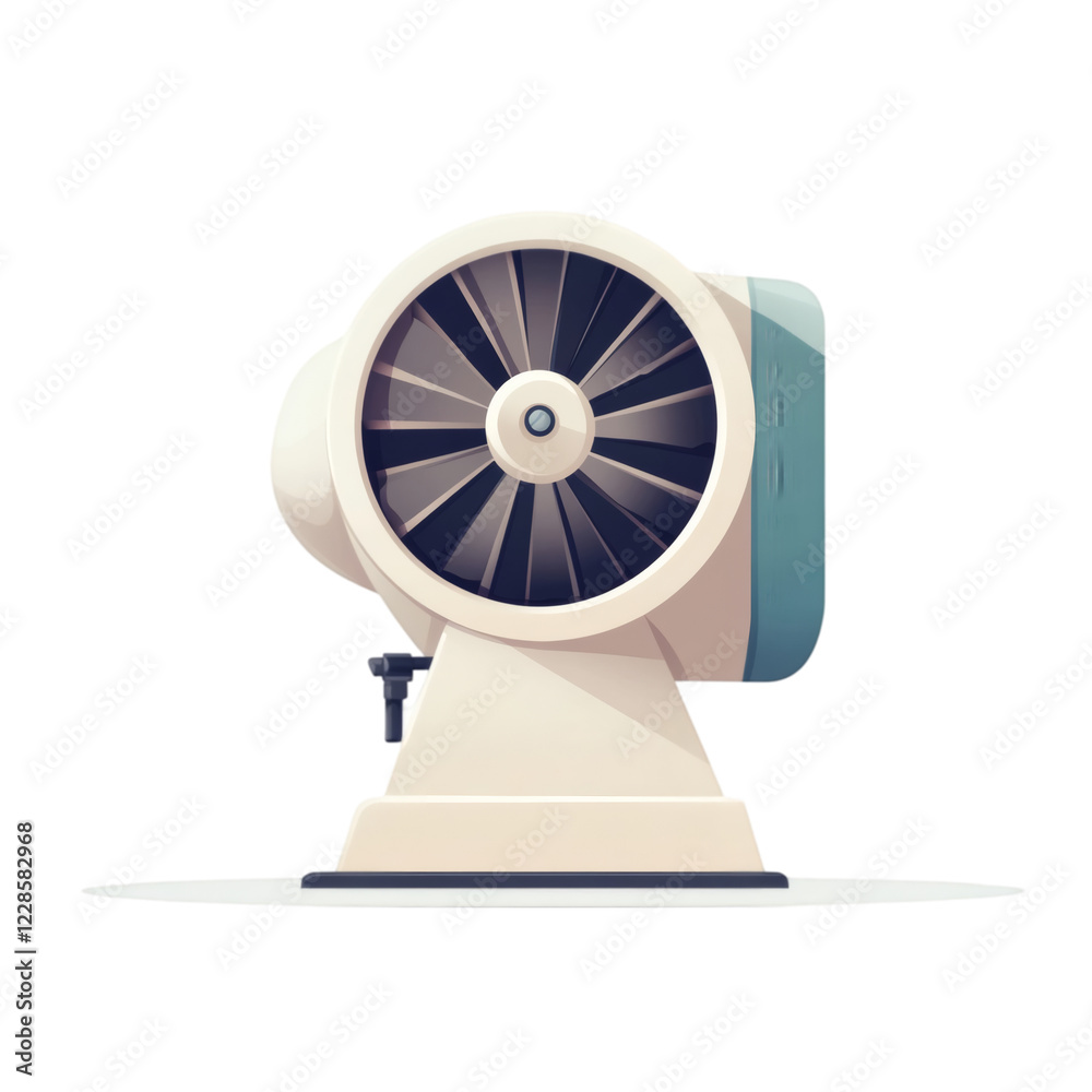 Poster blower isolated on white background, minimal vector style, muted and neutral colors, smooth edges, c