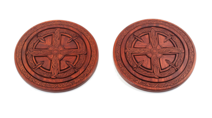 Celtic Wooden Mandalas Set of Round Decorative Pieces Generative AI