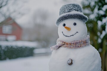 Melting snowman with time lapse setup composition and overcast light on transformation detail