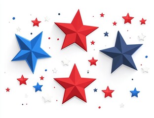 Red, white, blue stars; festive, patriotic background.