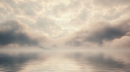 Obraz premium Ominous Thick Smoke Overshadowing Calm Water With Muted Colors