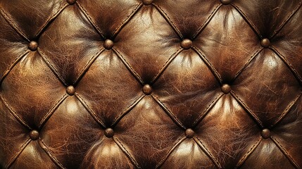 Naklejka premium Brown leather tufted texture with vintage style and classic appeal