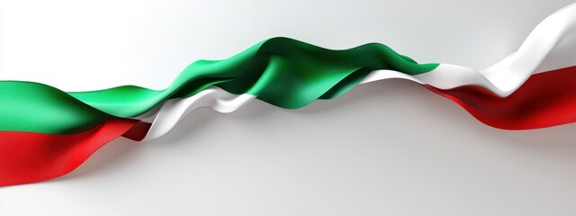 Fototapeta premium Elegant Flowing Bulgarian Flag Design: A Stunning Wave of Green White and Red