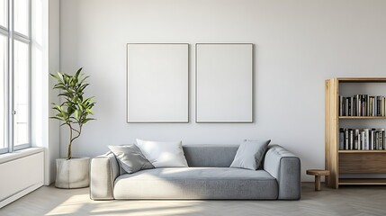 Modern Minimalist Living Room Interior Design Mockup