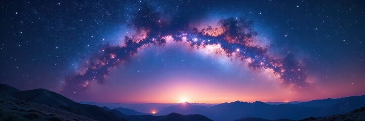 Fototapeta premium Stunning Milky Way arch, cosmic dust clouds, stellar expanse , starfield, space