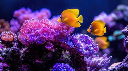 Vibrant Coral Reef with Tropical Fish Swimming Among Colorful Coral in Underwater Paradise