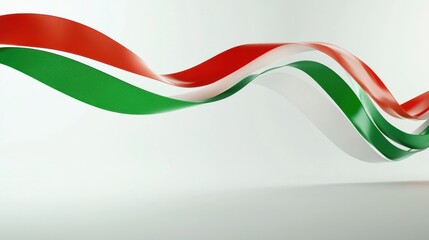 Abstract 3D Rendering of Hungarian Flag Colors in Dynamic Wave Pattern Design