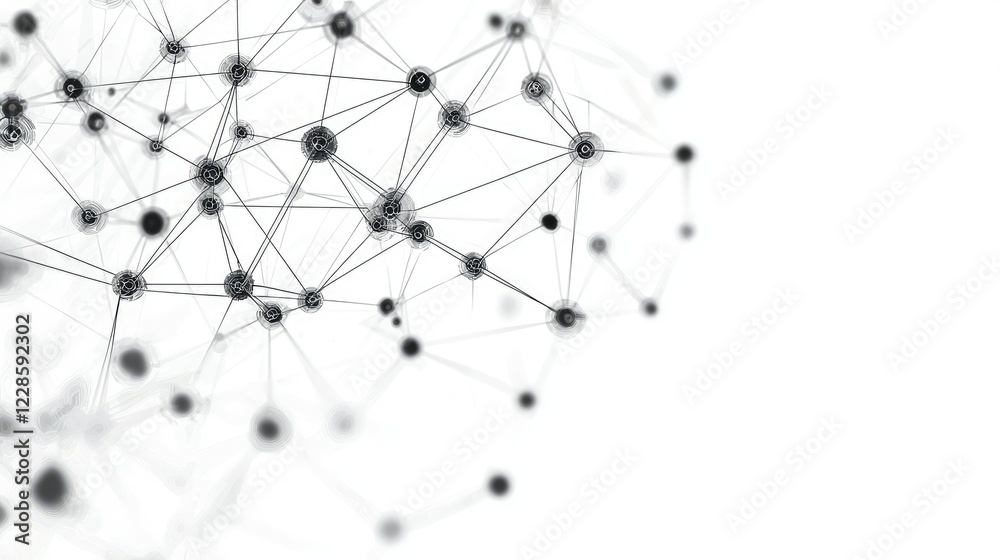 Poster abstract connection network with nodes and lines on white background