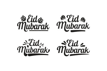 Eid Mubarak Typography vector Art design. Eid Mubarak sign, wish greeting, banner, sticker, card, poster, illustration—isolated vector stock on a white background.