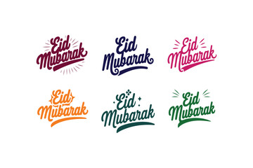 Eid Mubarak Typography vector Art design. Eid Mubarak sign, wish greeting, banner, sticker, card, poster, illustration—isolated vector stock on a white background.