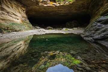 Obraz premium Rock pool with bioluminescence with reflection composition composition and natural phenomenon