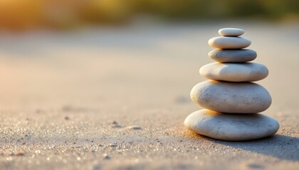 zen, stones, tall, stack, rough, uneven, surfaces, autumn, leaves, colorful, golden, orange, hues, sunlight, soft, filtering, bare, tree, branches, hyperrealistic, detail, serene, tranquil, harmony, 