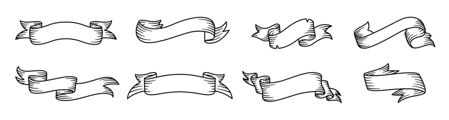 Set of Classic Retro Ribbon Illustrations
