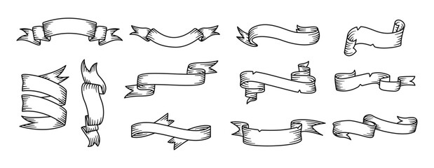 Set of Classic Retro Ribbon Illustrations