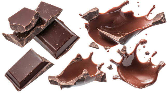 Chocolate Chunks on Transparent Background Generative AI